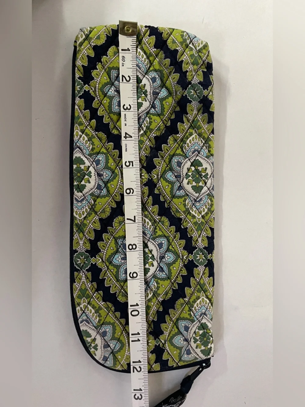 Vera Bradley //Sherry “Cambridge” Lime Green and Navy Quilted Hot tool Zip Case
